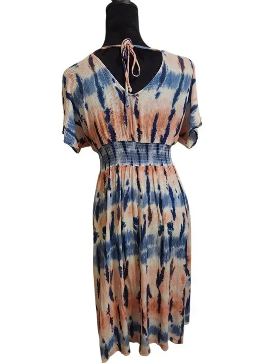 Bebop Short Sleeve Pink and Blue Tie Dye Dress Size M - Picture 2 of 4